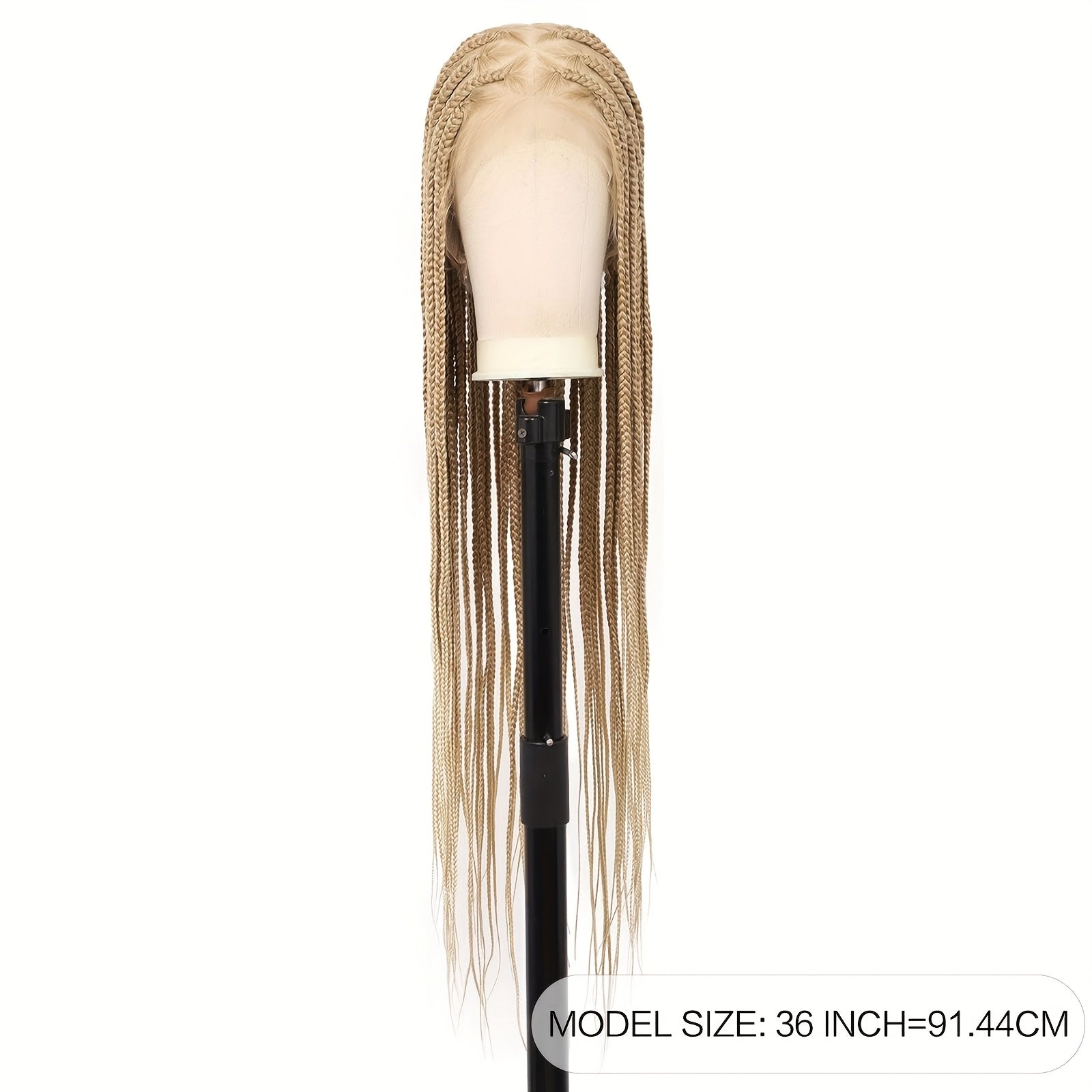 360°HD Full Lace Square Knotless Braided Wigs For Women 36 Inch Box Braid Wig With Baby Hair Blended Braided Lace Front Wig Honey Blonde With Light Blonde Ends Hand Braid Wigs